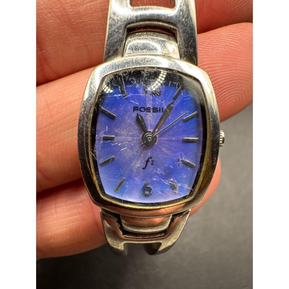 FOSSIL F2 Women's Bracelet Watch ES-9748 Purple Ombre Sunburst Dial Silver Tone